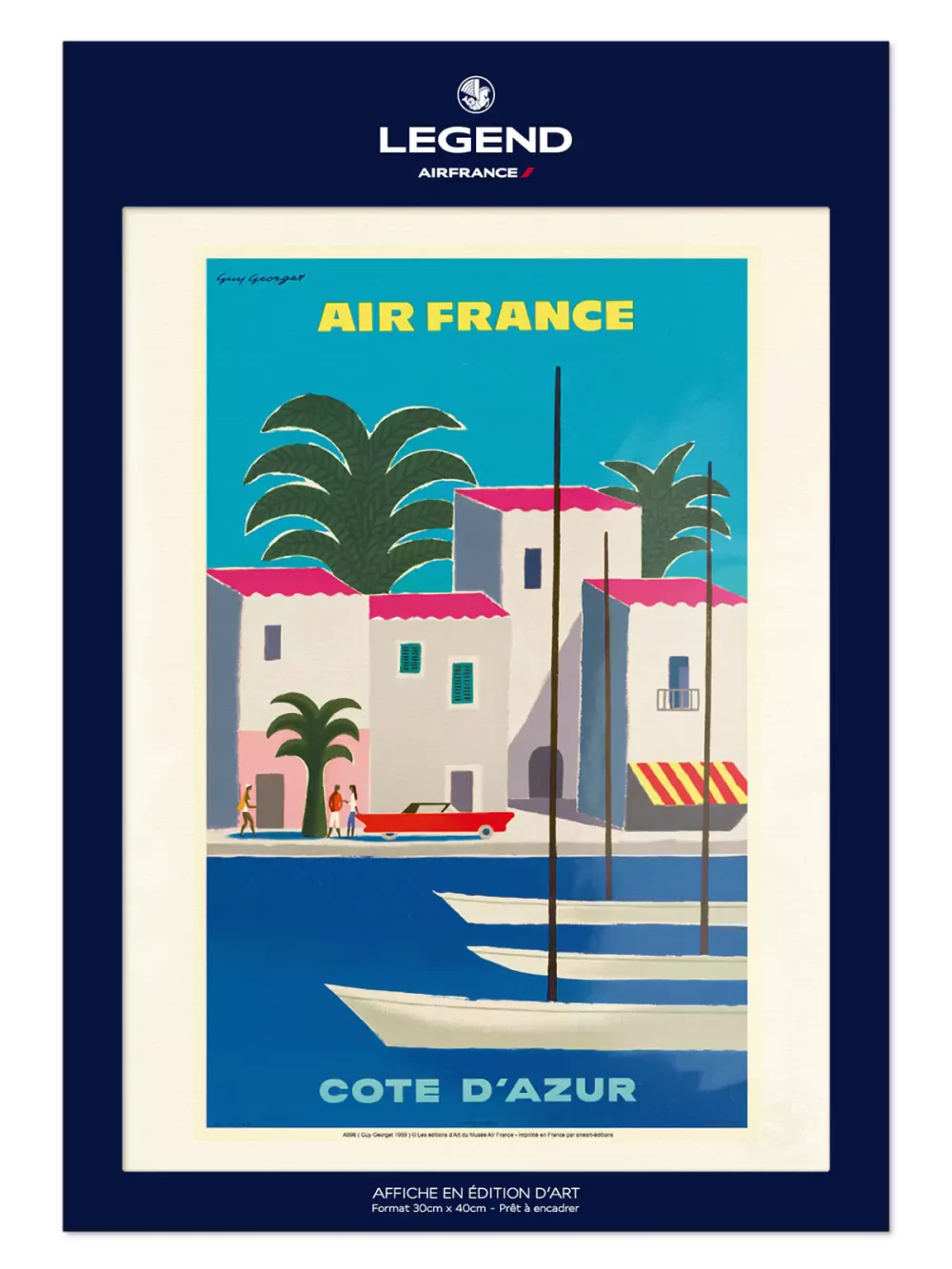 Affiche Air France côte d’azur vintage et coloré sublimera votre décoration intérieur. Découvrez la large gamme d'affiches rétros reprenant les grands moments de l'aviation et du voyage chez Air France.