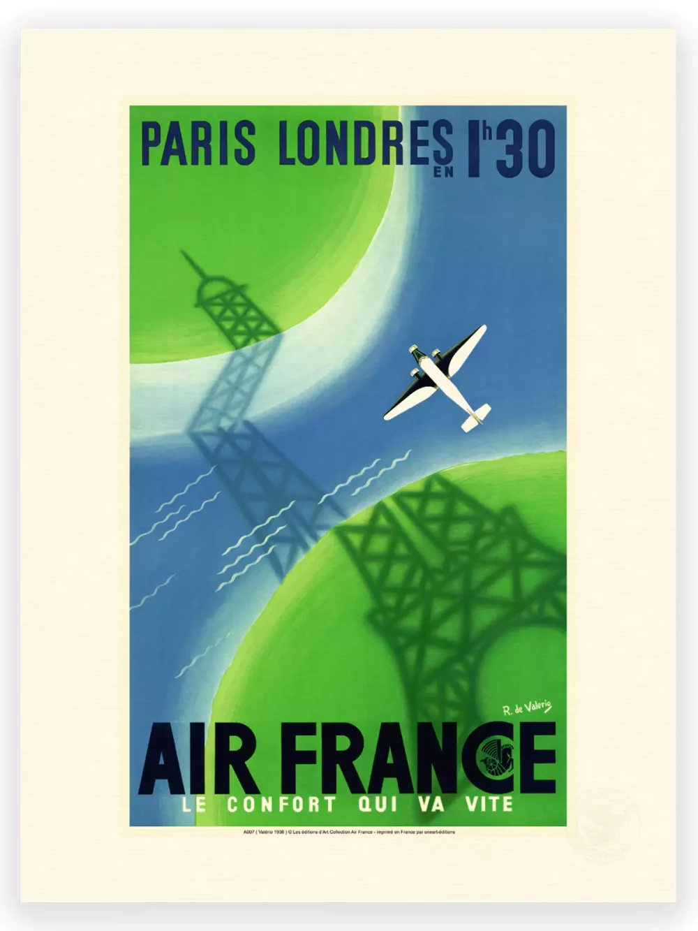 Affiche Air France Paris-Londres vintage et coloré sublimera votre décoration intérieur. Découvrez la large gamme d'affiches rétros reprenant les grands moments de l'aviation et du voyage chez Air France.