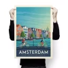 Affiche de la ville d'Amsterdam aux Pays-Bas au style vintage. Cette affiche au design rétro et coloré égayera votre décoration intérieur.