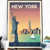 Affiche de la ville de New York aux États-Unis au style vintage. Cette affiche au design rétro et coloré égayera votre décoration intérieur de votre maison, dans une chambre d’enfant ou encore votre salon et salle de jeux.