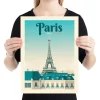 Affiche de la ville de Paris en France au style vintage. Cette affiche au design rétro et coloré égayera votre décoration intérieur.