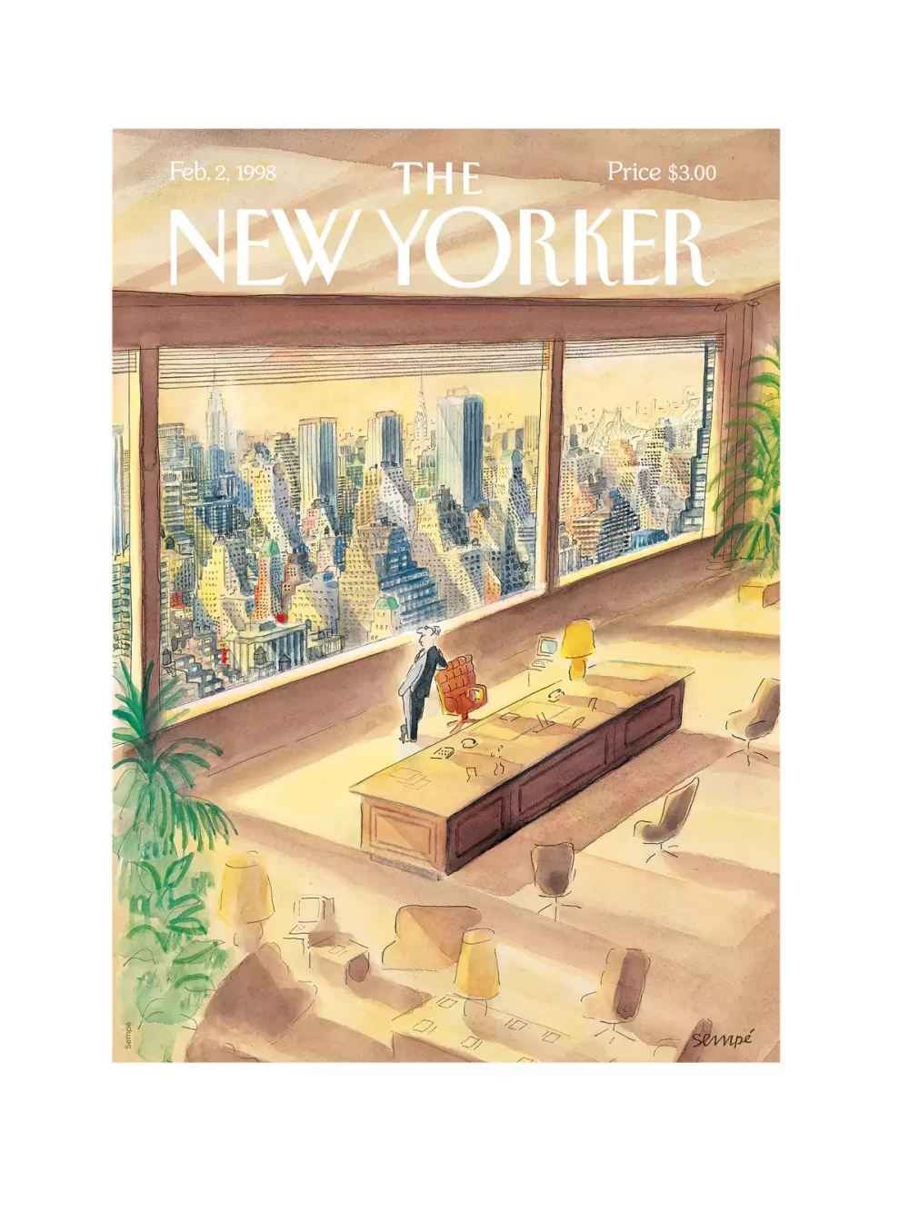 Sempé est un des seul dessinateurs français à illustrer les couvertures du très remarquable magazine "The New Yorker". Il a dessiné 101 couvertures du New Yorker. Les tiragesde ces affiches sont réalisés sur papier création.