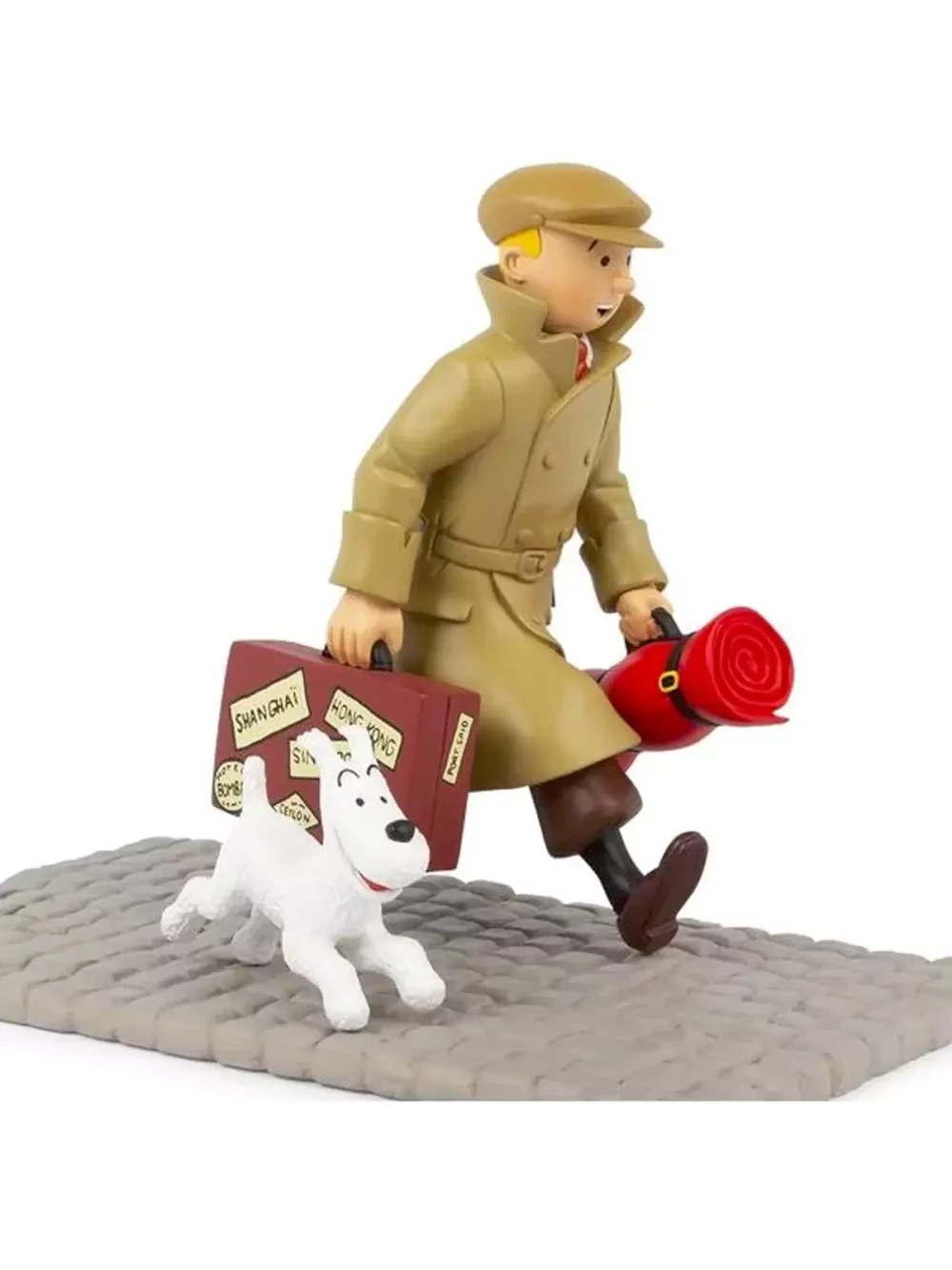 Figurine Tintin « Ils arrivent » – nouveau socle. Résine polychrome peinte à la main, environ 20 cm, socle en résine, numéroté non limité avec certificat d’authenticité.