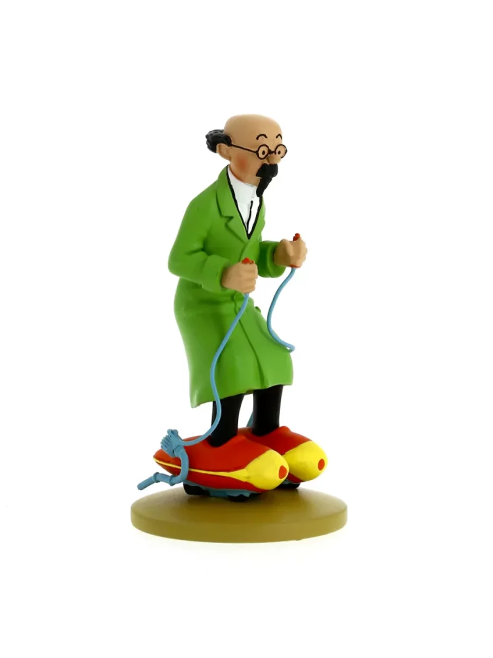 Figurine du Professeur Tournesol - Modèle réduit pour collectionneur. Ces patins, imaginés par Tournesol, sont équipés de petits moteurs qui permettent de se déplacer plus rapidement et sans effort.