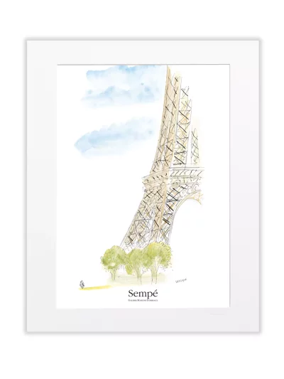 Affiche illustré par le dessinateur Sempé. La Tour Eiffel, telle un animal démesuré sortant de la jungle, impressionnante et rassurante à la fois.