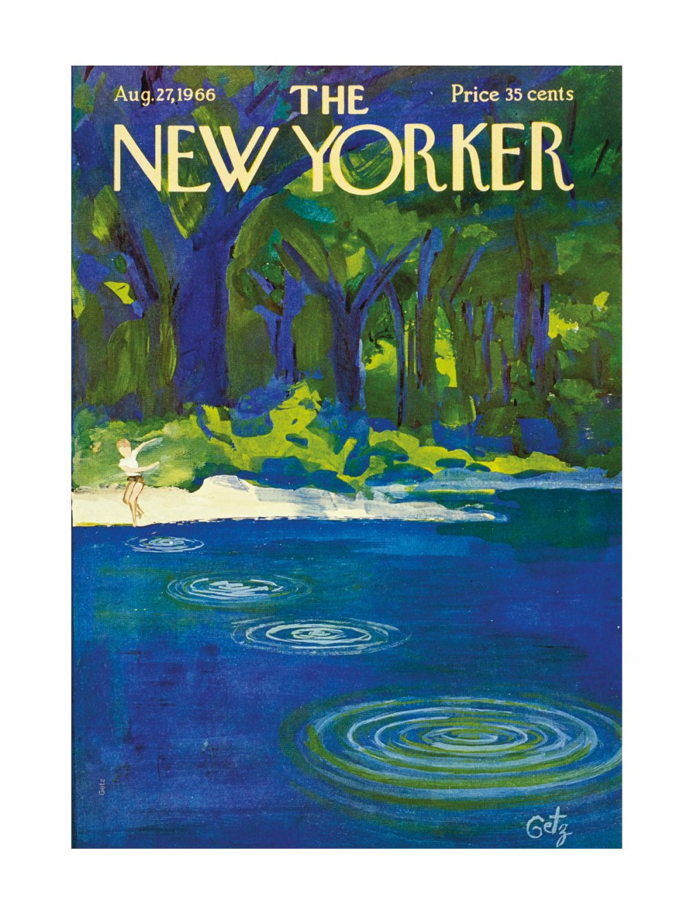 Ricochets de jeunesse et insouciance de l’enfance en Une du New Yorker du 27 août 1966. Arthur Getz est l’illustrateur le plus prolifique du magazine.