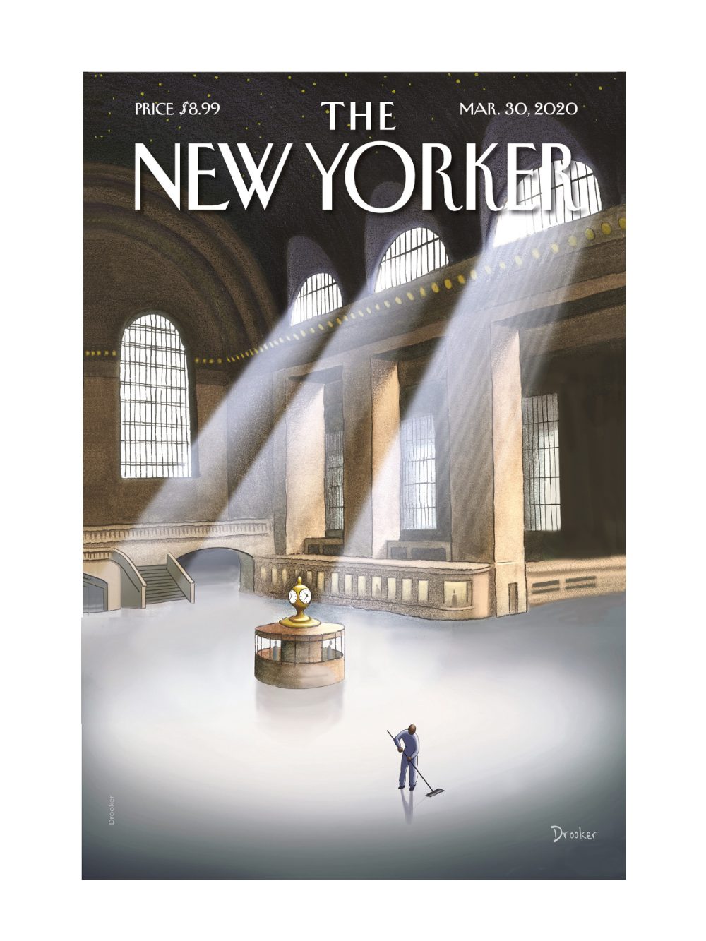 Eric Drooker représente la gare de la Grand Central Station de Manhattan absolument déserte, pour la couverture du New Yorker du 30 mars 2020.