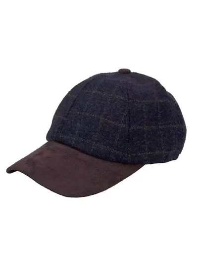 Casquette de baseball en daim et tweed, le complément parfait à votre garde-robe. Cette casquette présente une visière effet daim marron et un détail de bouton.