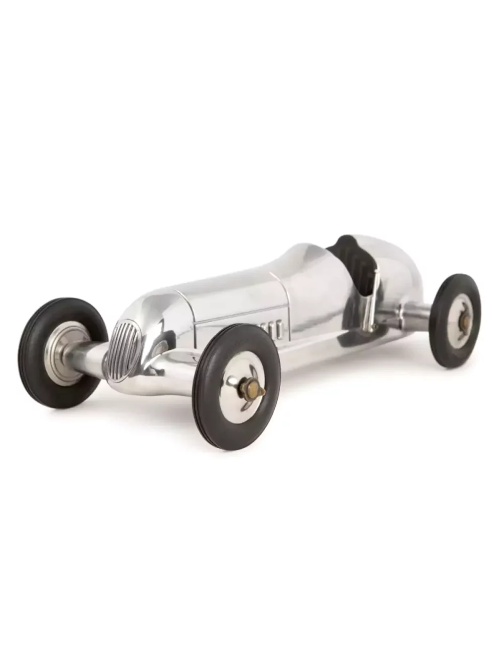 Reproduction de la fameuse voiture "Indianapolis". Moulé avec les mêmes détails précis que son original, l'Indy racer de 12,2 pouces est moulé à la main dans de l'aluminium d'avion.