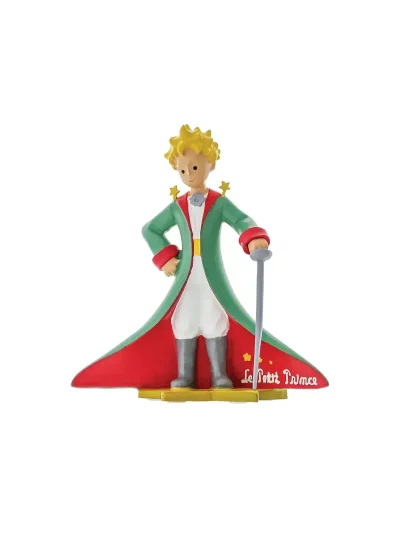 Figurine en résine et peinte à la main du petit prince avec sa cape et son épée. Modèle de collection. Personnages imaginés par St Exupéry qui nous plonge dans l'univers magique et poétique.