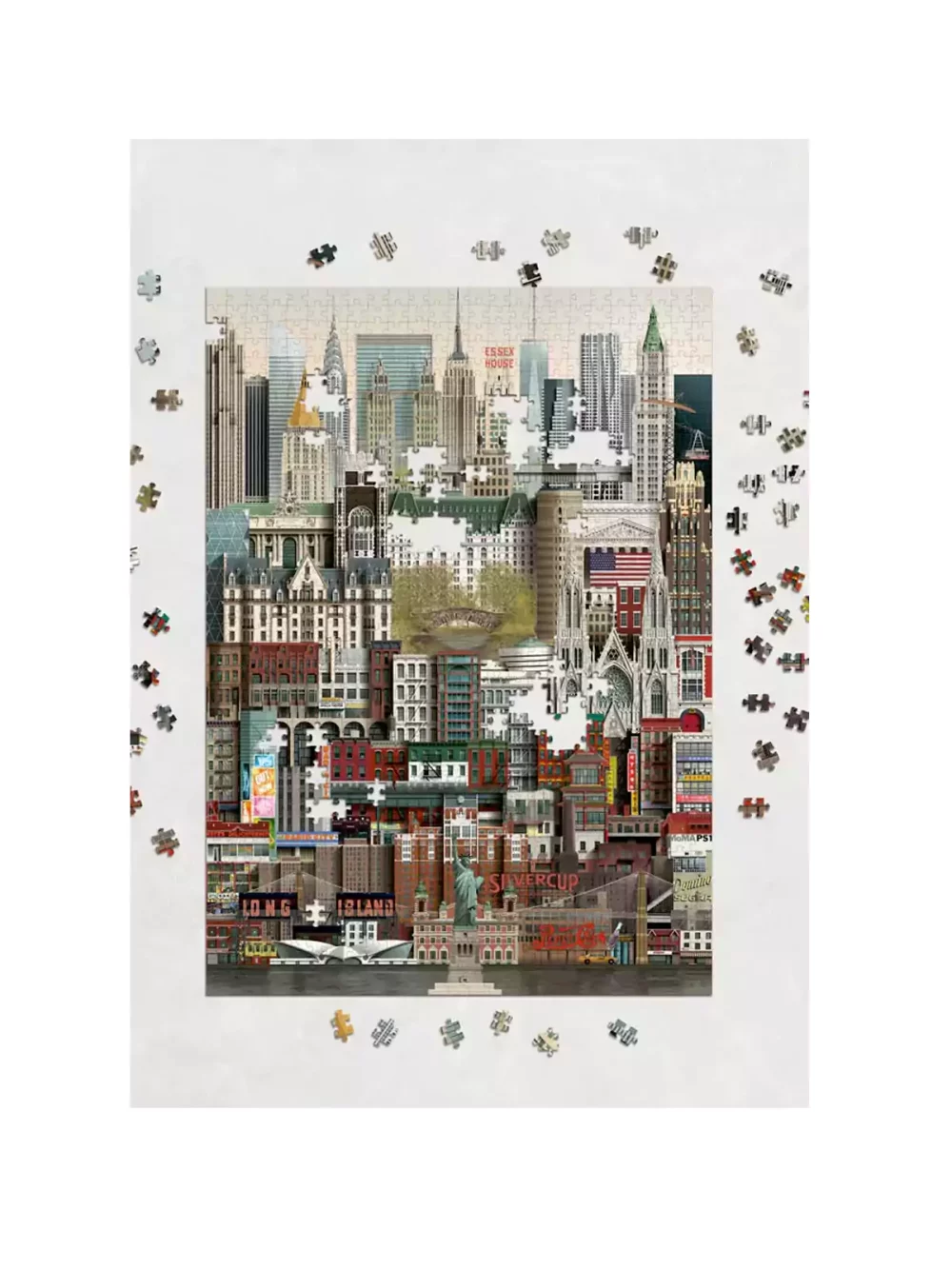 Puzzle représentant la ville de New York, 1000 pièces de Martin Schwartz. A vous de reproduire la Grosse Pomme. Taille du puzzle 50 x 70 cm.