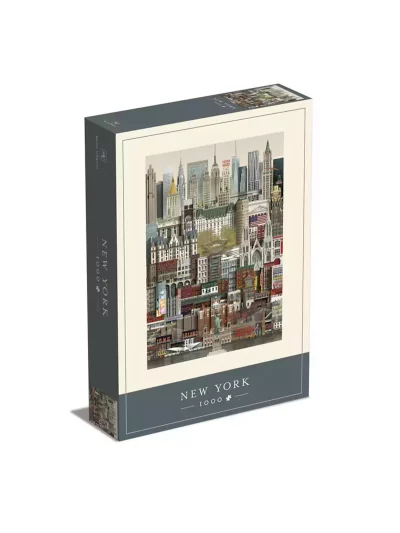 Puzzle représentant la ville de New York, 1000 pièces de Martin Schwartz. A vous de reproduire la Grosse Pomme. Taille du puzzle 50 x 70 cm.