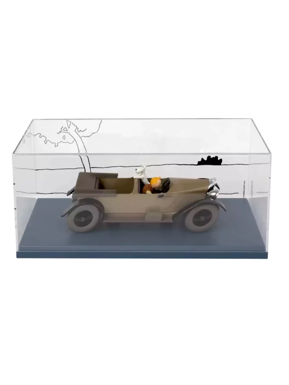 Reproduction fidèle de la mercedès de Tintin. Cette voiture Mercedes est la toute première voiture conduite par Tintin. Milou et lui sautent littéralement sur la banquette avant pour esquiver les policiers berlinois qui veulent les arrêter.