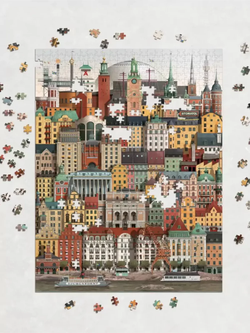 Puzzle représentant la ville de Stockholm, 1000 pièces de Martin Schwartz. A vous de reproduire la venise du nord.