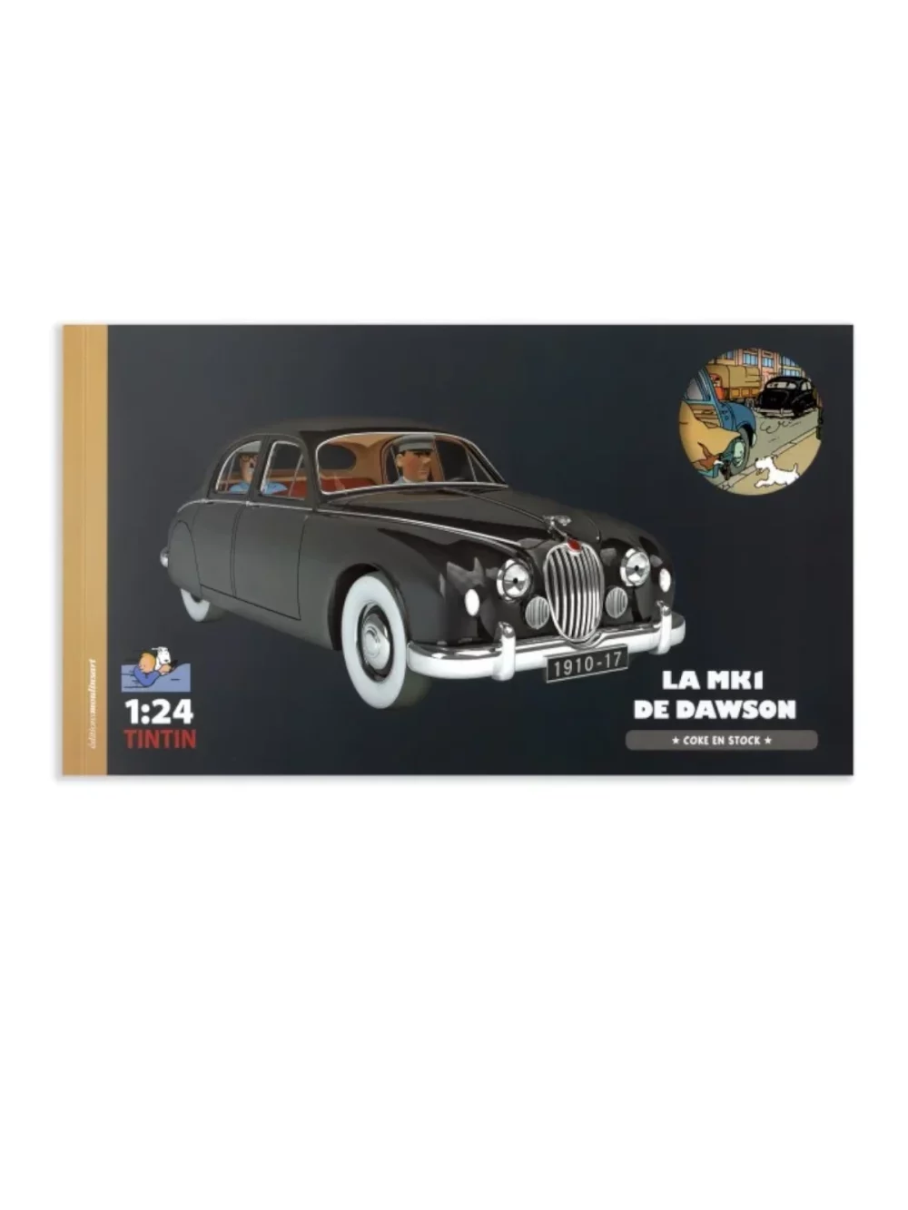 Reproduction de la Jaguar MK1 de Dawson. Un livret accompagne la voiture - Version EN & FR : vous allez en apprendre plus sur la voiture qui a inspiré Hergé