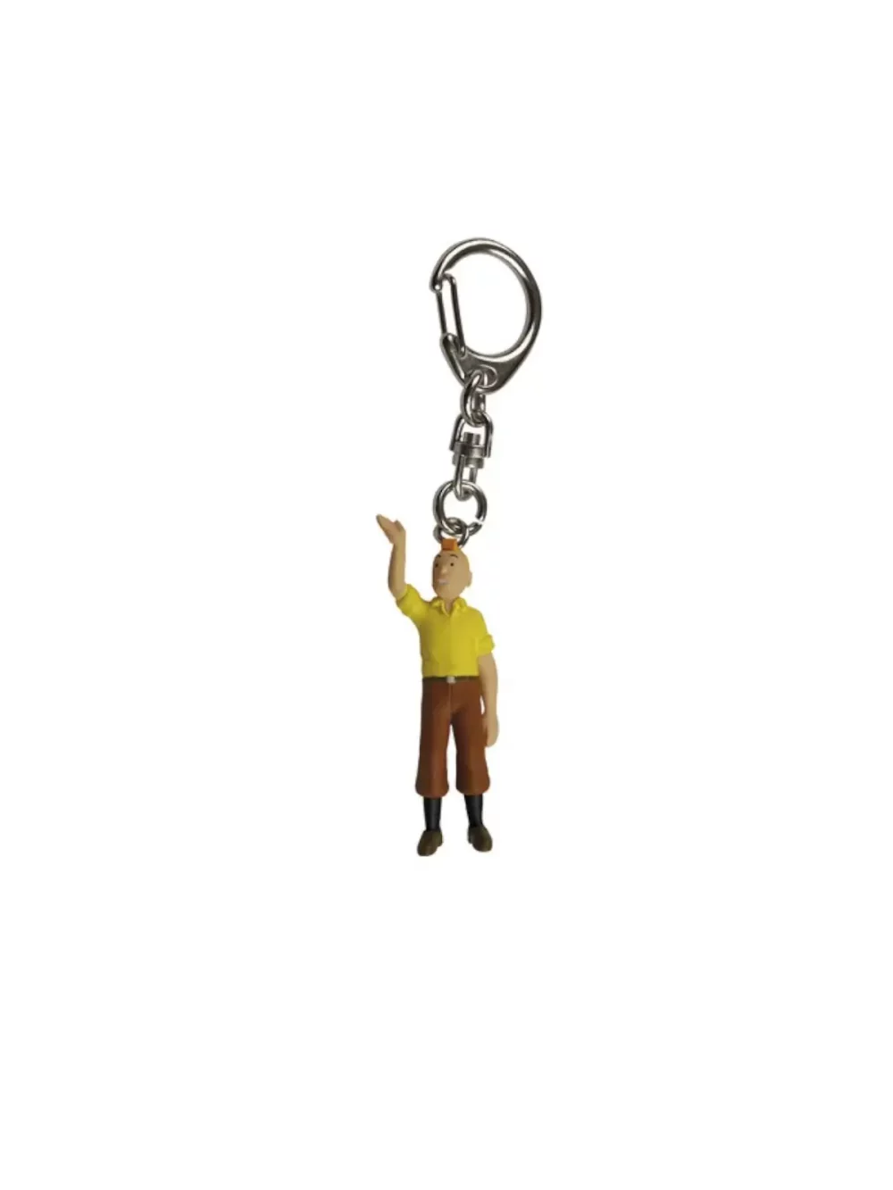 Ce porte-clés en plastique représentant Tintin saluant, apportera une touche d’amusement et d’aventure à votre quotidien.