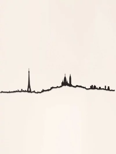 Représentation de la silhouette de Paris la ville lumière depuis les hauteurs du XVIIIème arrondissement. Paris est une grande ville européenne.