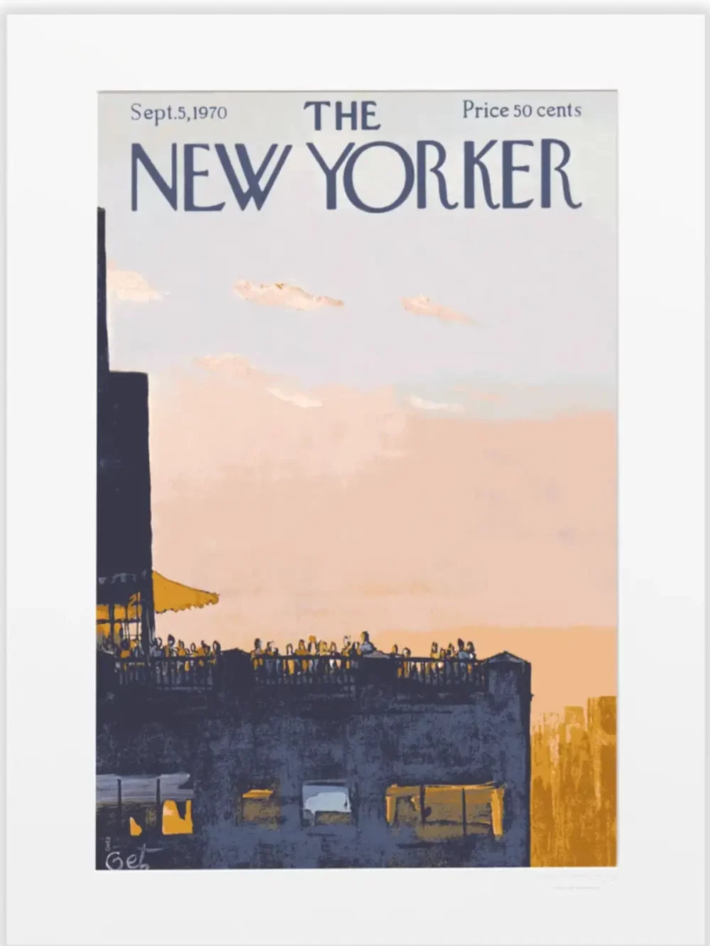 Couverture du New Yorker le 5 septembre 1970 par Arthur Getz. Cette illustration trouvera sa plus belle place dans un salon, une entrée ou une chambre.