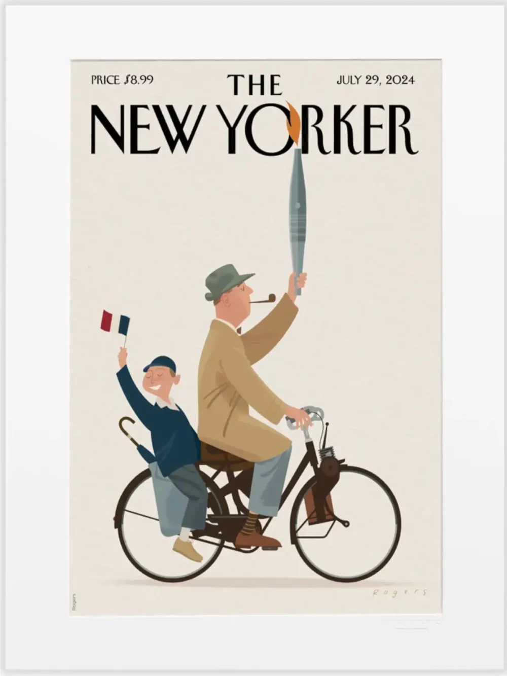 Couverture du New Yorker le 29 juillet 2024, par Rogers Tati. Cette illustration trouvera sa plus belle place dans un salon, une entrée ou une chambre.