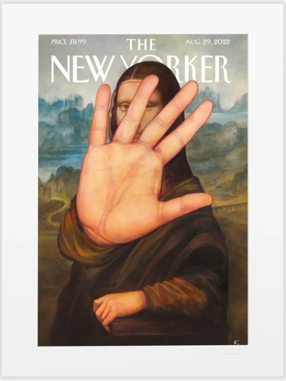 Couverture du New Yorker le 29 août 2022 par Kunz. Cette illustration trouvera sa plus belle place dans un salon, une entrée ou une chambre.