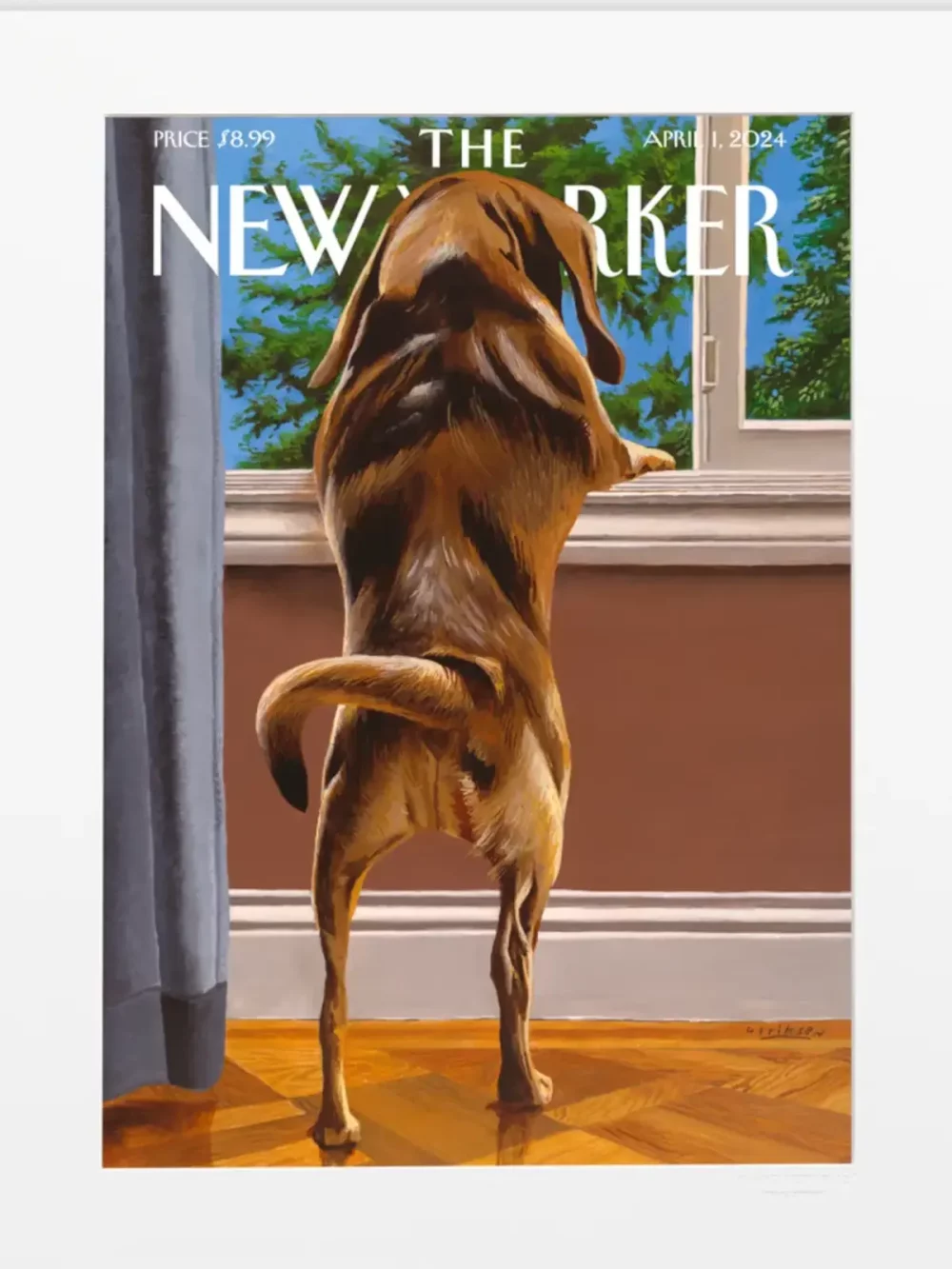 Couverture du New Yorker le 1 avril 2024 par Mark Ulriksen. Cette illustration trouvera sa plus belle place dans un salon, une entrée ou une chambre.