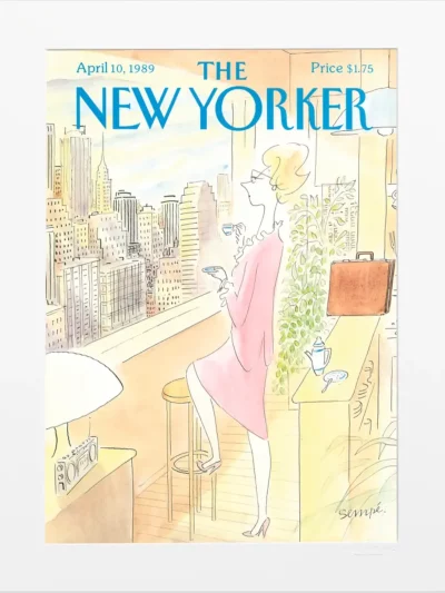 Couverture du New Yorker le 10 avril 1989 par Sempé. Cette illustration trouvera sa plus belle place dans un salon, une entrée ou une chambre.