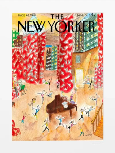 Couverture du New Yorker le 31 mars 2014 par Sempé. Cette illustration trouvera sa plus belle place dans un salon, une entrée ou une chambre.