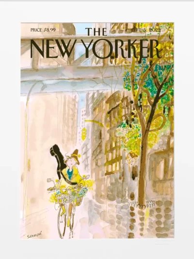 Couverture du New Yorker le 5 septembre 2022 par Sempé. Cette illustration trouvera sa plus belle place dans un salon, une entrée ou une chambre.