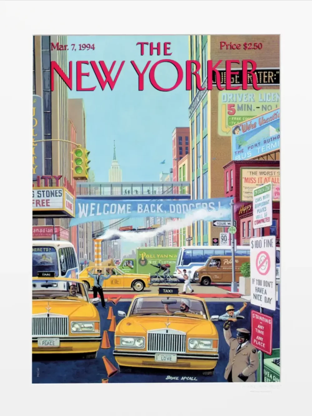 Couverture du New Yorker le 7 mars 1994 par Bruce McCall. Cette illustration trouvera sa plus belle place dans un salon, une entrée ou une chambre.