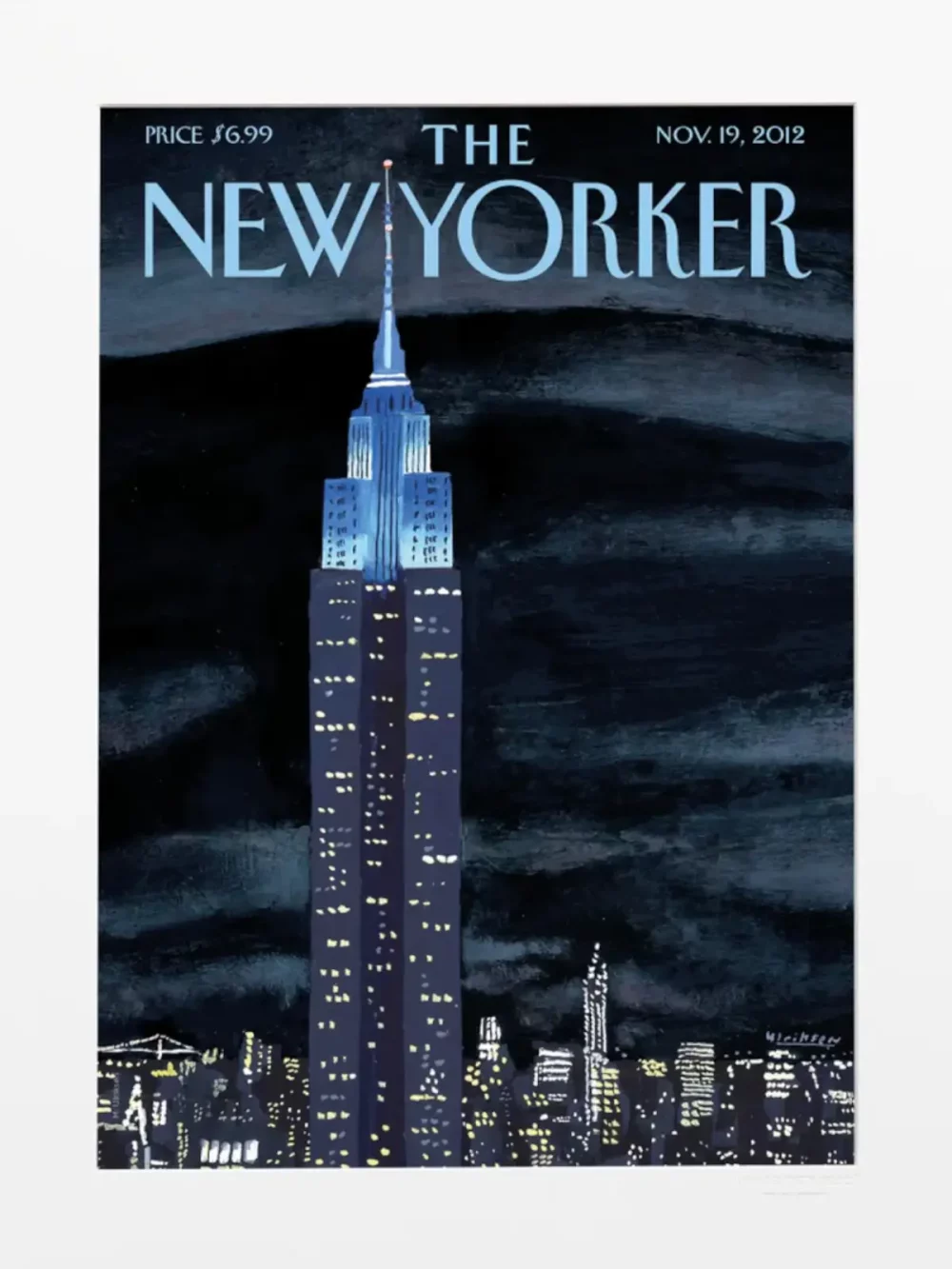 Couverture du New Yorker le 19 novembre 2012 par Mark Ulriksen. Cette illustration trouvera sa plus belle place dans un salon, une entrée ou une chambre.